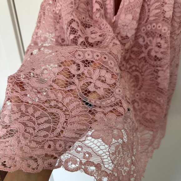 Francesca's Rose Pink Lace Overlay Off-Shoulder Dress, XS - Picture 4 of 6